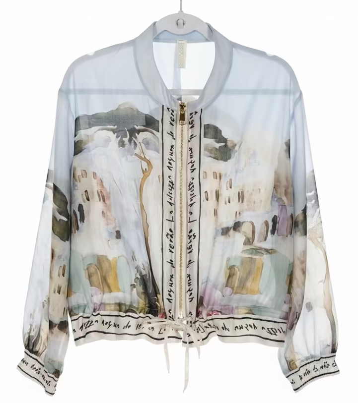 Italian Sheer Bomber Style Jacket-Blue