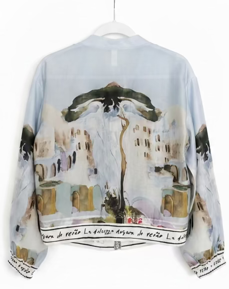 Italian Sheer Bomber Style Jacket-Blue