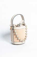 Draw String Raffia and Leather Bag