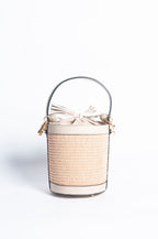 Draw String Raffia and Leather Bag