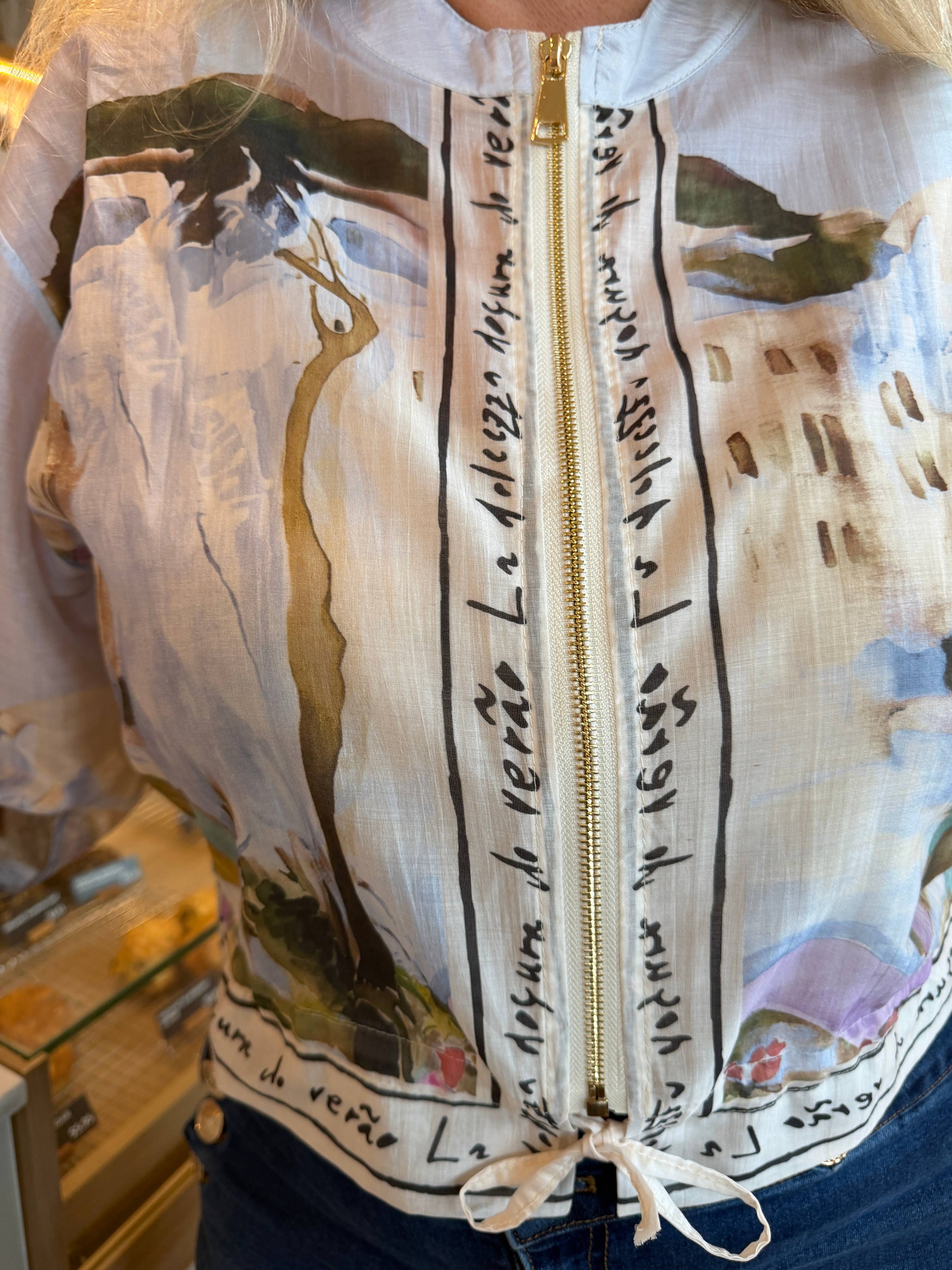 Italian Sheer Bomber Style Jacket-Blue